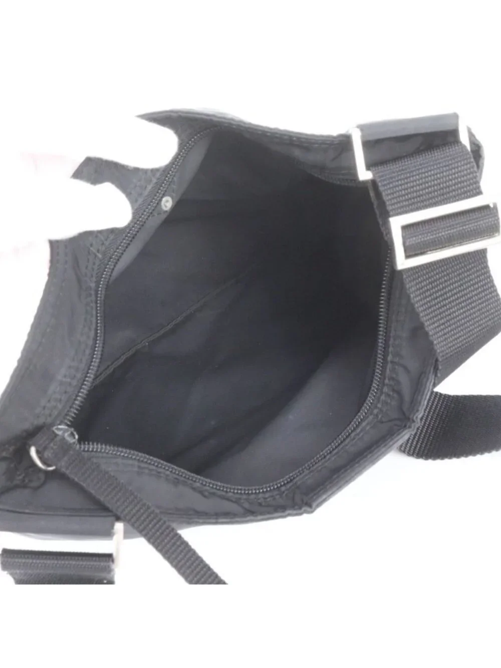 Prada Tessuto Nylon Triangle Logo Leather Shoulder Bag Crossbody Messenger Black